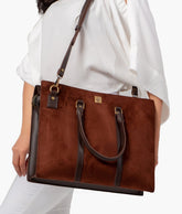 Dark brown suede laptop bag